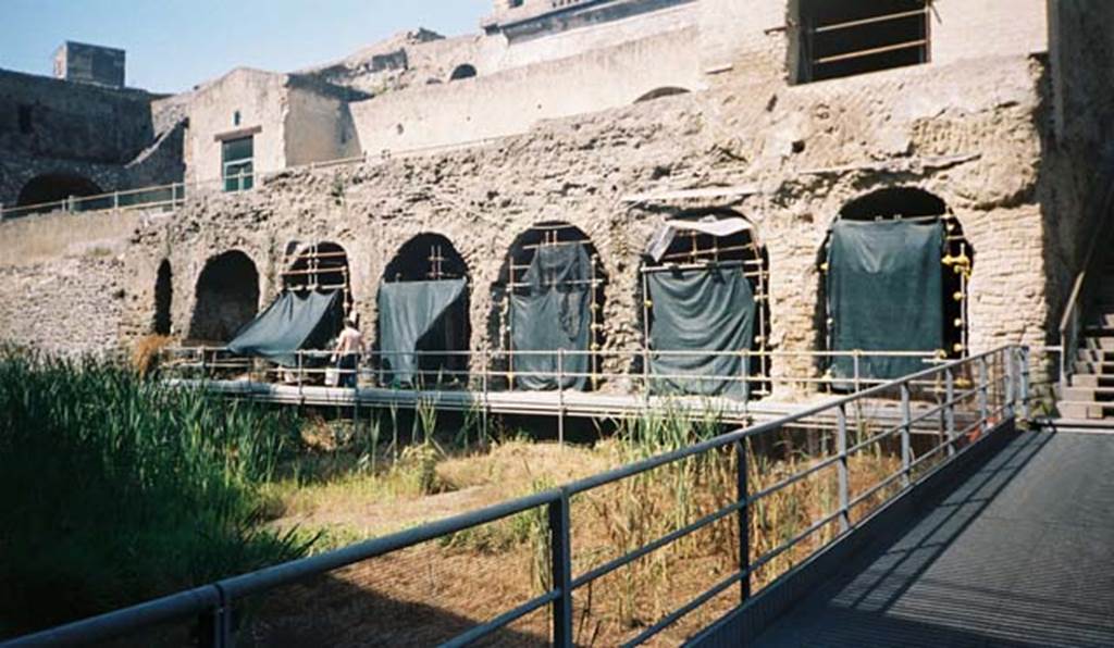 Beachfront, Herculaneum, May 2007. Looking west along six of the twelve “boatsheds”, found under the terrace of the Sacred Area. Photo courtesy of Buzz Ferebee.